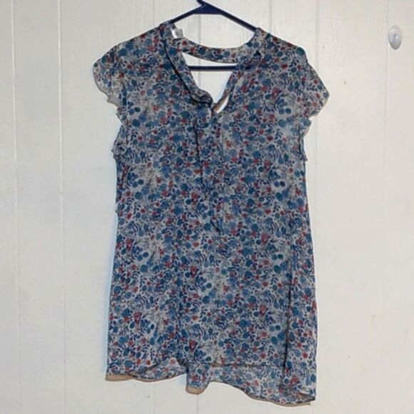 Large Motherhood Maternity Floral Blouse Open Back - Picture 1 of 5